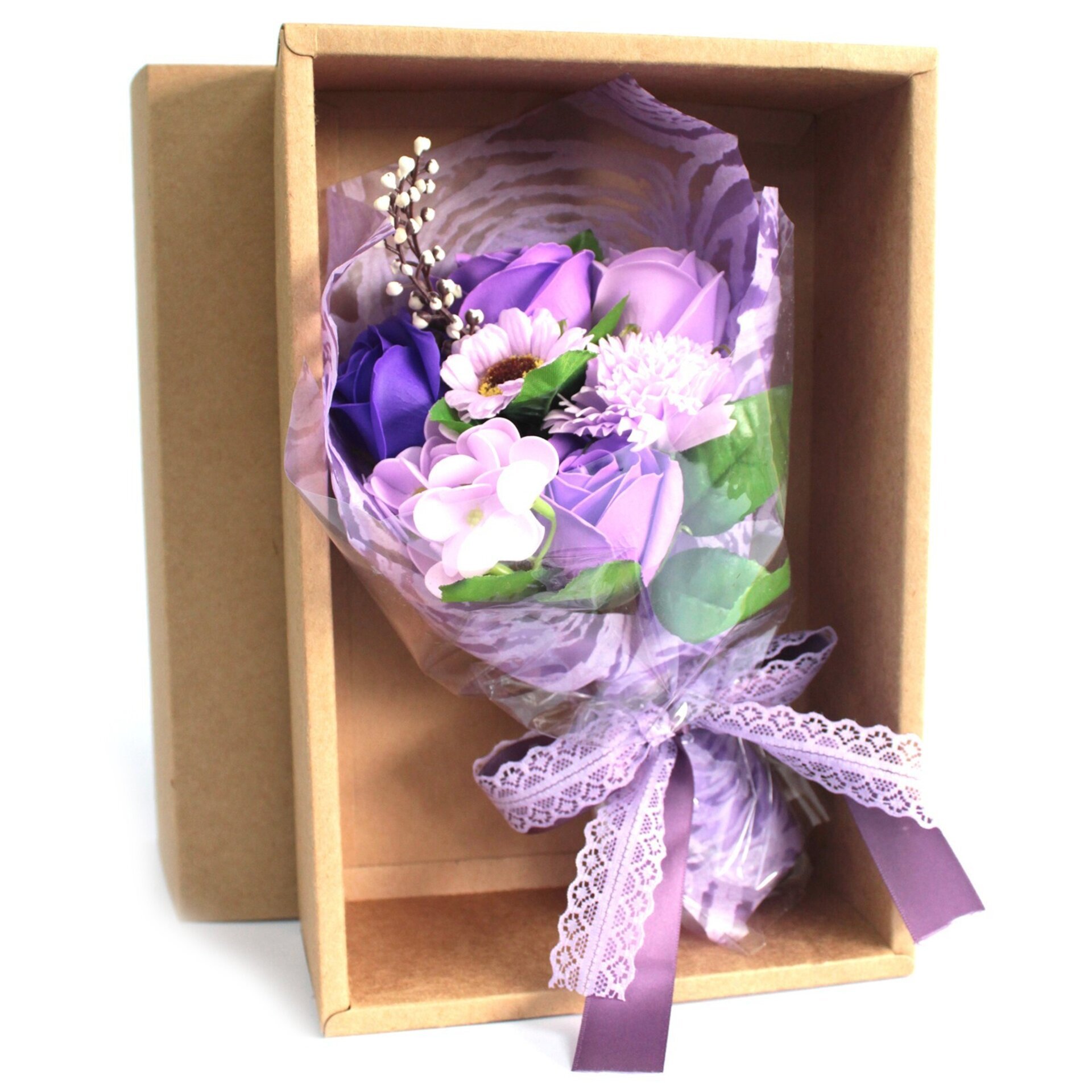 Ramo de flores de jabón en caja - Púrpura - 2