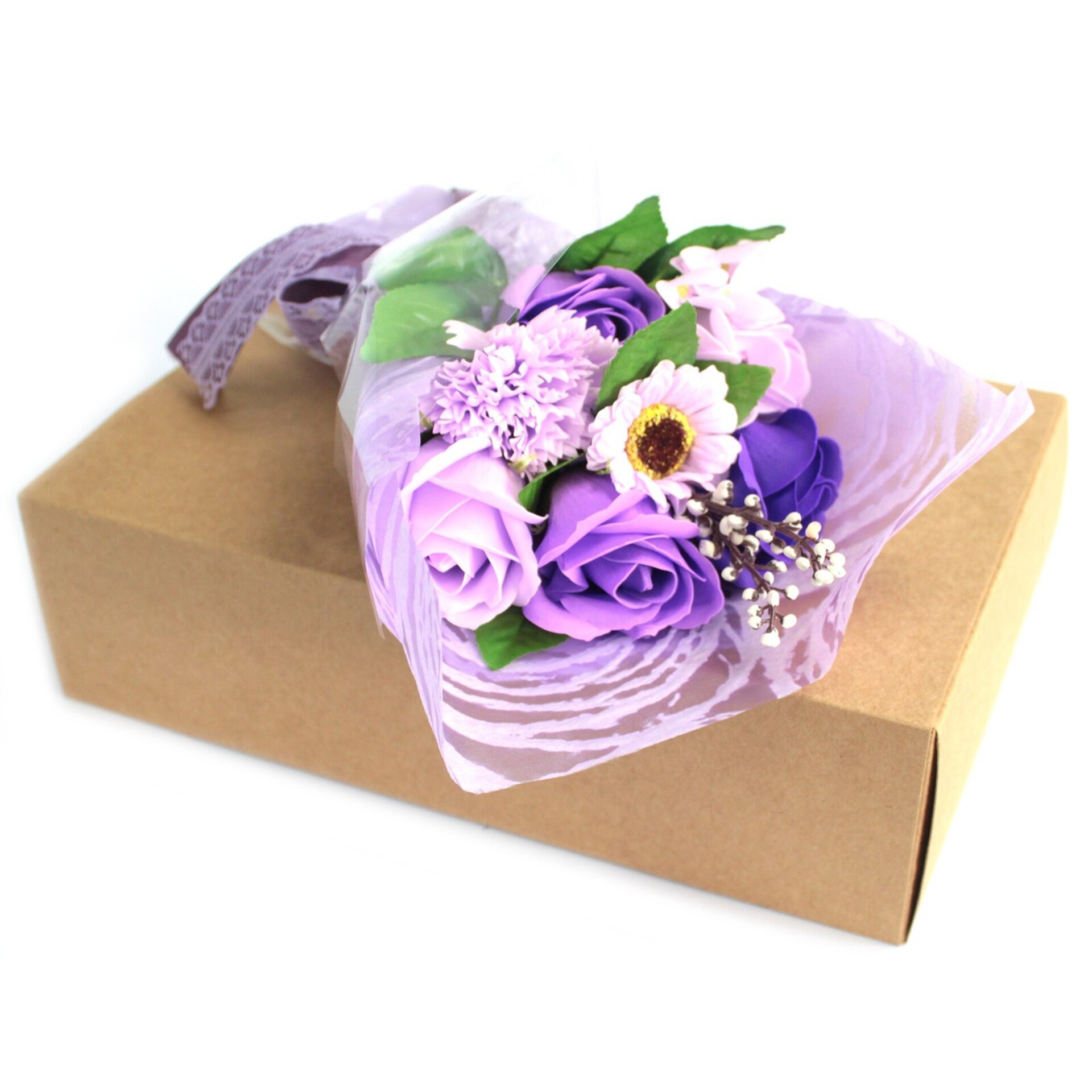 Ramo de flores de jabón en caja - Púrpura - 1